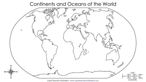 Big Coloring Page Of The Continents Printable Blank World Outline