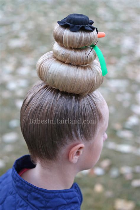 snowman hairstyle  crazy hair day  christmas