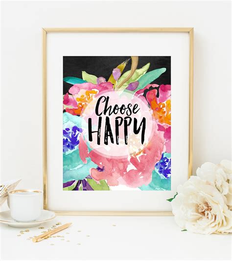 Choose Happy Printable Art Print 8x10 Happiness Print Be Etsy