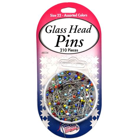 Sullivans Glass Head Pins 48534 Size 22 Assorted Colors