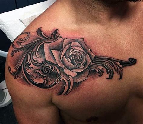 90 Filigree Tattoos For Men Ornamental Ink Design Ideas Rose Tattoos For Men Rose Chest