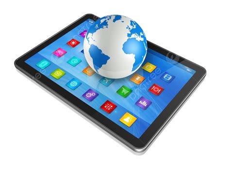 Digital Tablet Computer And World Globe Internet Mobile Phone Icon
