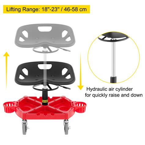 Vevor Rolling Garage Stool Lbs Capacity Adjustable Height From In To In Degree