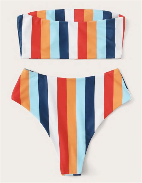 Bandeau With High Leg Bikini Multicolor Stripe Sirene Lavie