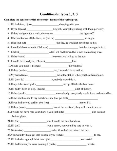 Conditional Sentences Types 1 2 3 Worksheet Live Worksheets