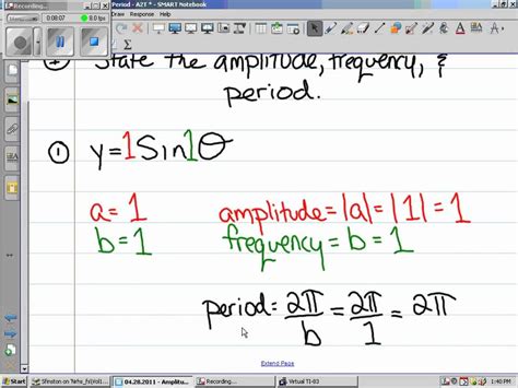 Is there an easy method to find the period of a function that is a product of trigonometric funtions such as f(x) = sin(2x) *cos(3x)? 04.28.2011 - Algebra 2 & Trig - Amplitude, Frequency ...