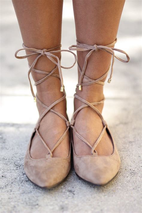 Natural Lace Up Ballet Flats Online Boutiques Saved By The Dress