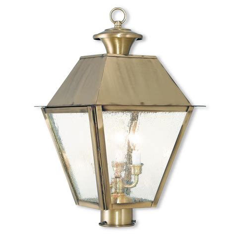 Popular large outdoor lanterns intended for extra large metal garden lantern candle holder antique french view photo 1 of 20. Livex Lighting Mansfield 3-Light Outdoor Antique Brass ...