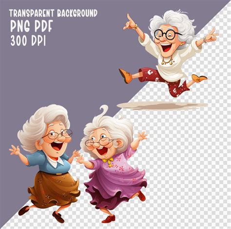 15 Png Funny Cheerful Old Lady Clipart Watercolor Cartoon Grandma