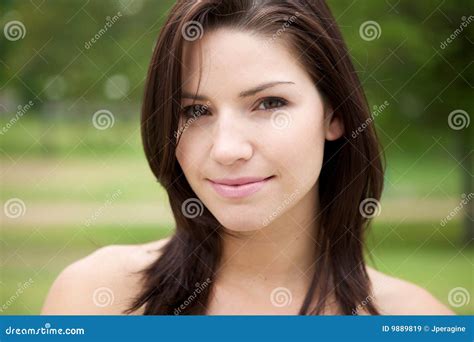 Fresh Faced Girl With Green Background Stock Image Image Of Girl