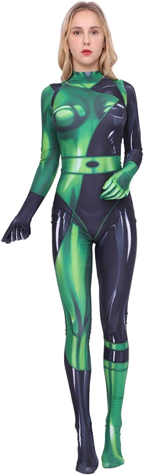 Kim Possible Female Shego Costume Super Villain Halloween Lycra Cosplay Shego