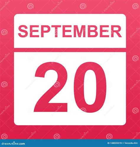 September 20 White Calendar On A Colored Background Day On The