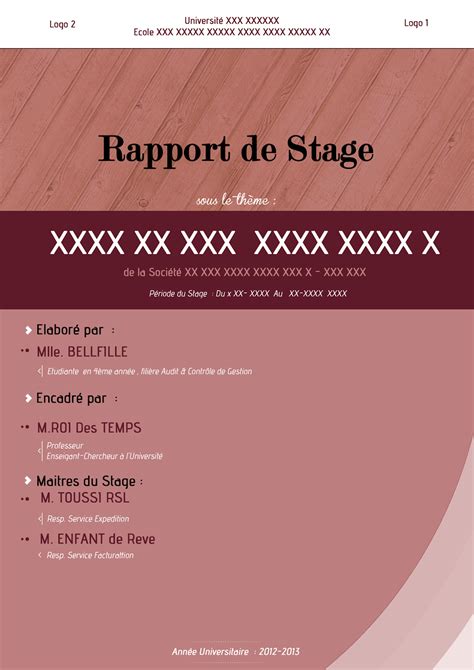 Page De Garde Rapport De Stage Exemple Joy Studio Design Gallery Images And Photos Finder