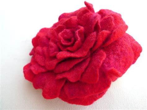 Felt Rose Felted Red Rose Brooch Etsy