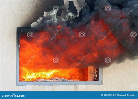 Window On Fire Stock Photo Image Of Risk Danger Fireplace 82357470