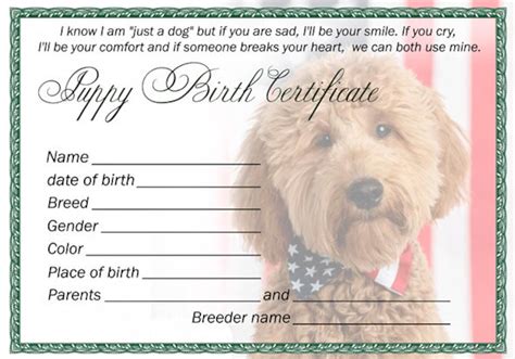 Printable Puppy Birth Certificate For Goldendoodles Pdf Funny Etsy