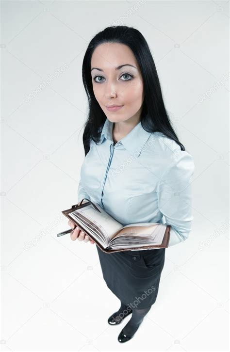 Sexy Brunette Business Woman Assistant Secretary Portrait Stock