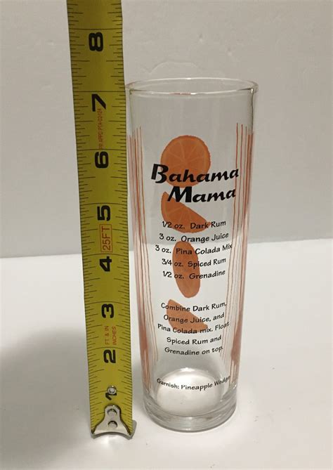 Bahama Mama Tall Drinking Glasses Barware W Cocktail Recipe Etsy