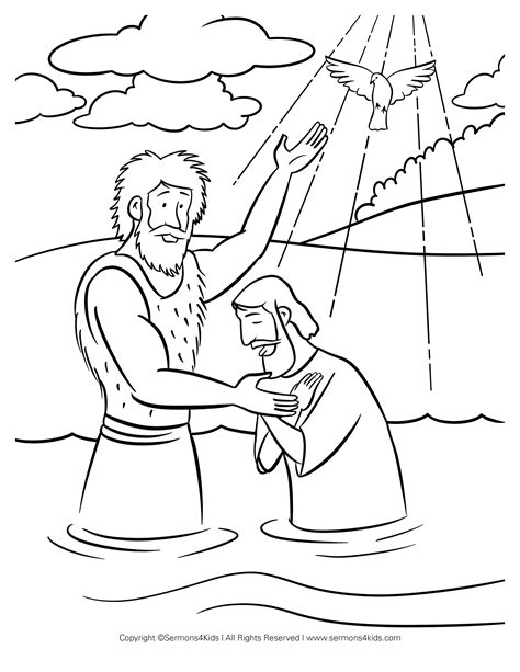 Baptism Of Jesus Coloring Page Sermons4kids