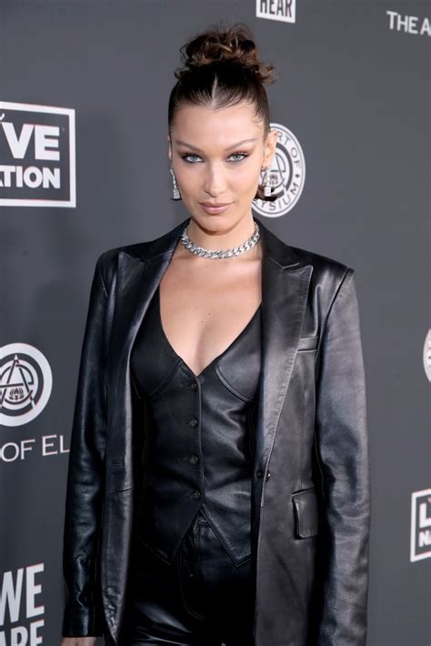 bella hadid sexy leather outfit at “we are hear s heaven 2020” event in los angeles hot