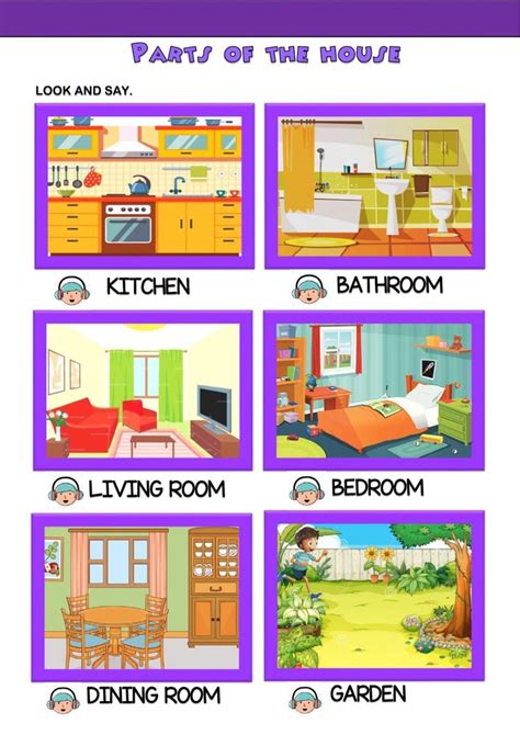 Parts Of The House 4 Worksheet English Lessons For Kids Learning