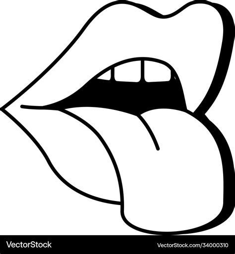 Pop Art Mouth With Tongue Outline Style Royalty Free Vector