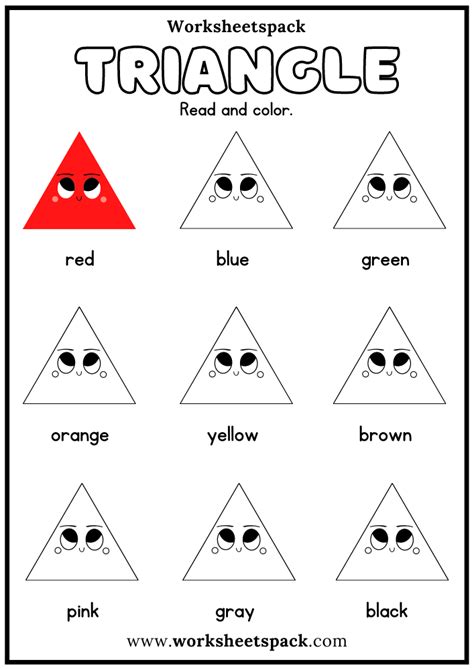 Free Triangle Shape Activity Sheets Color Triangles By Word