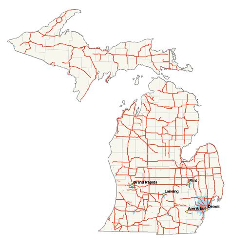 Michigan Highways Map Highway Map Maps Michigan Upper Blue Prints