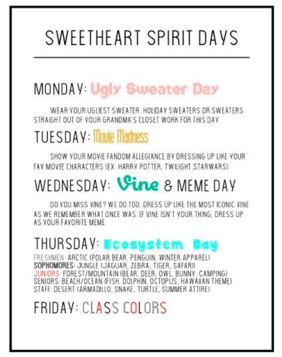 Christmas is almost here, so make sure everyone on your list is covered. Ideas for Spirit Week Feb. 2018 - BV West Spotlight Online