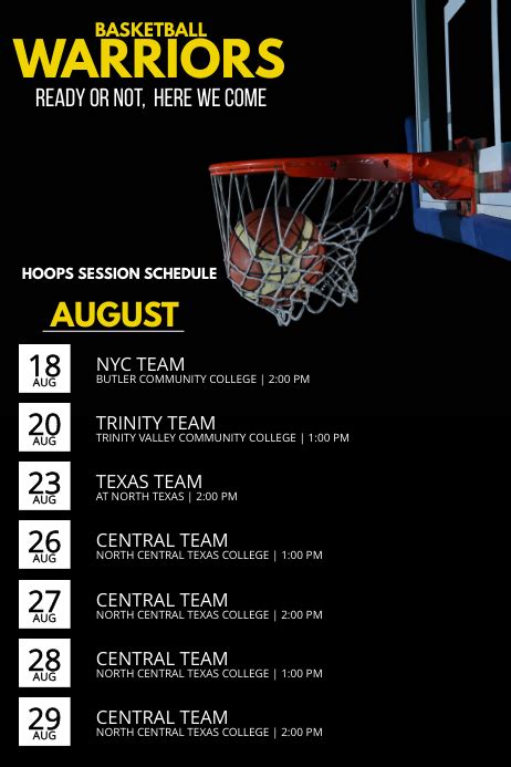 10 Team Schedule Template New 7 Basketball Schedule Templates And