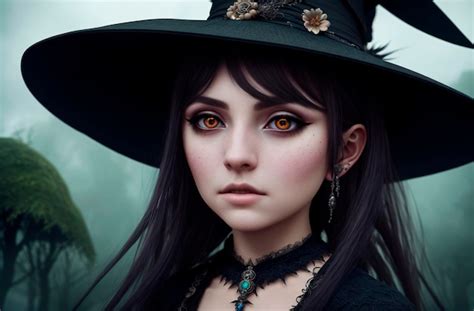 Premium Ai Image The Girl Is A Witch Portrait Of A Beautiful Woman In