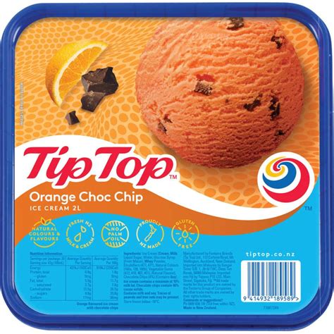 Buy Tip Top Ice Cream Orange Chocolate Chip Tub 2l Online At Countdown