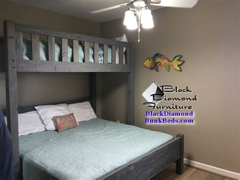 The barnwood perpendicular bunk bed is a combination of a loft and a barnwood little jack bed with a low profile footboard. Promontory Custom Bunk Bed