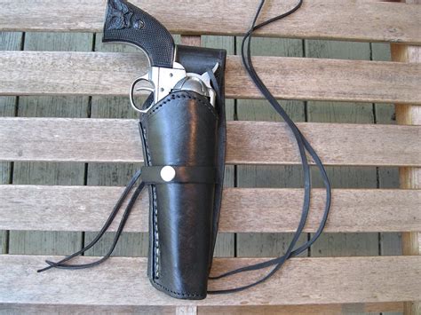 Western Quick Draw Gun Holster Smooth Leather 22 Caliber Black
