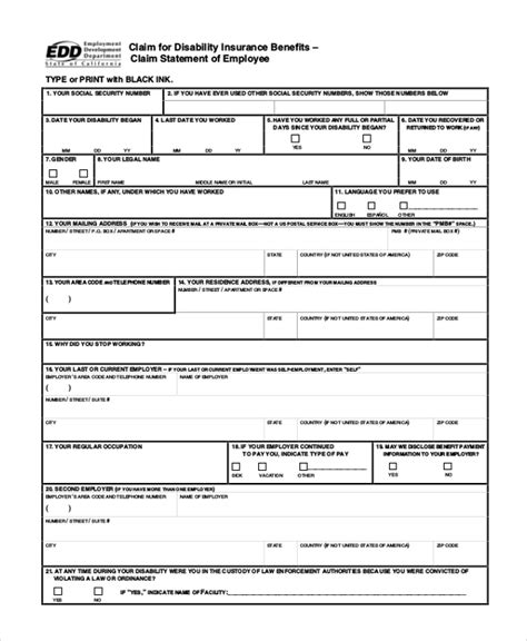 California State Disability Forms Printable Tutoreorg Master Of