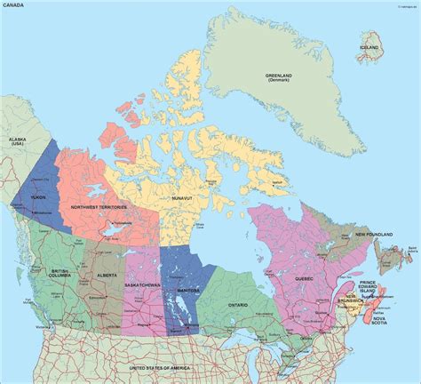 Canada Political Map Eps Illustrator Map Vector Maps