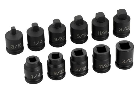 38 Drive Sae 4 Point And Square Pipe Plug Impact Socket Set 11 Pieces