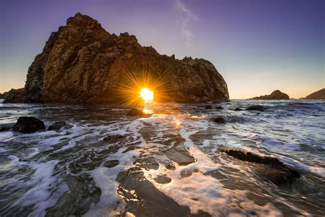 Wallpaper Sunlight Landscape Sunset Sea Bay Rock
