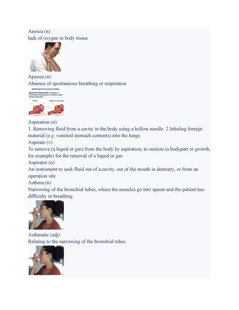 Med 3 Practice Materials Anoxia N Lack Of Oxygen In Body Tissue