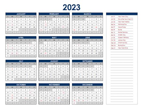2023 New Zealand Annual Calendar With Holidays Free Printable Templates