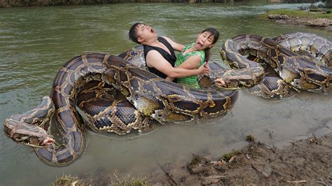 Primitive Life Swimming Meet Giant Anaconda Attacks Biggest Python