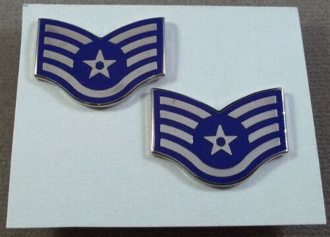 Us Air Force Metal Collar Rank Insignia Staff Sergeant E 5 Pair Ebay