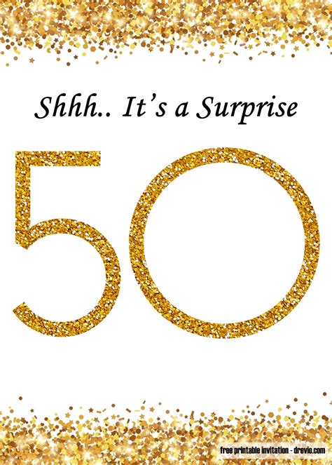 50th Birthday Party Invitation Cheers To 50 Years Gold Black Any Age