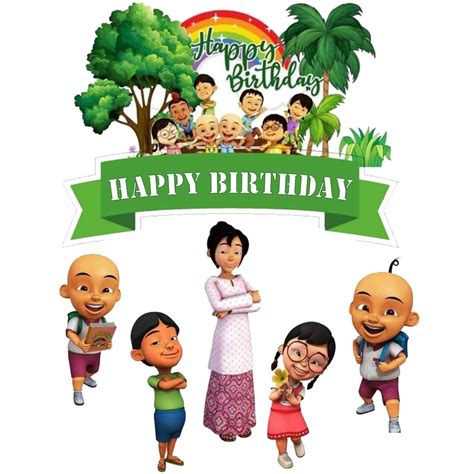 Topper Cake Ulang Tahun Hiasan Kue Upin Ipin Shopee Indonesia