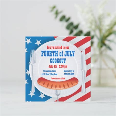 Fourth Of July Cookout Invitation Zazzle
