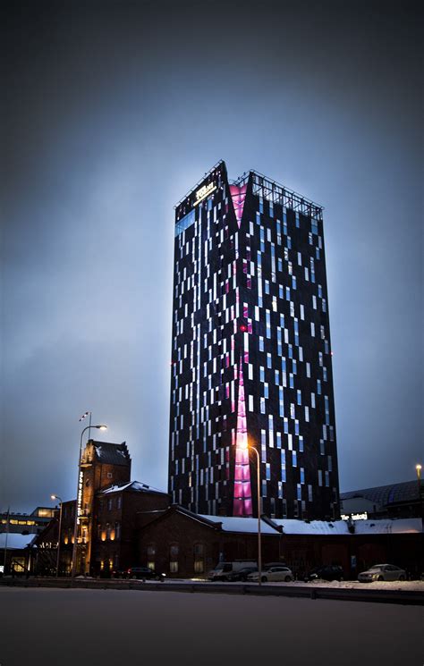 New Architecture In Tampere Hotel Torni Tampere By Night Installation