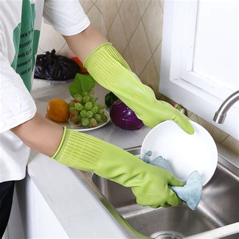 Long Latex Rubber Gloves Home Waterproof Gloves Protective Thin Section Dishwashing Durable
