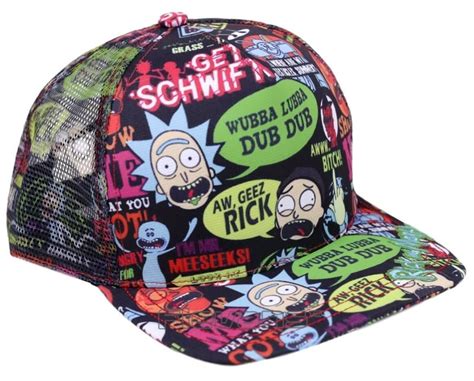 Rick And Morty All Over Print Mesh Back Snapback Baseball Cap Hat