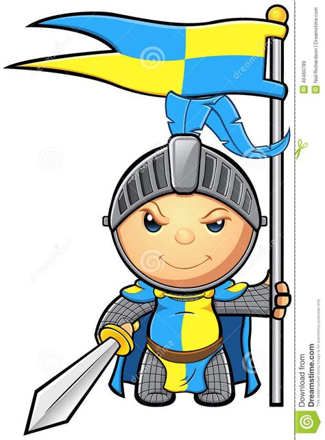 Blue And Yellow Knight Character Stock Vector