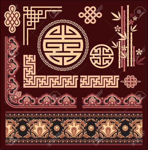 14661660 Set Of Oriental Pattern Elements Stock Vector Chinese Pattern